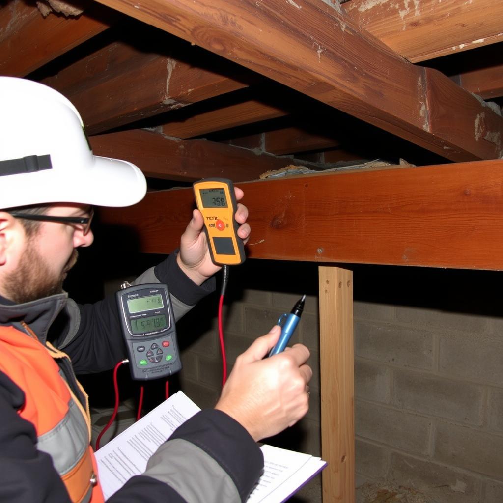 Termite Inspection Baltimore: The Complete Homeowner's Guide 14 Inspector checking basement wooden beams in a Baltimore home