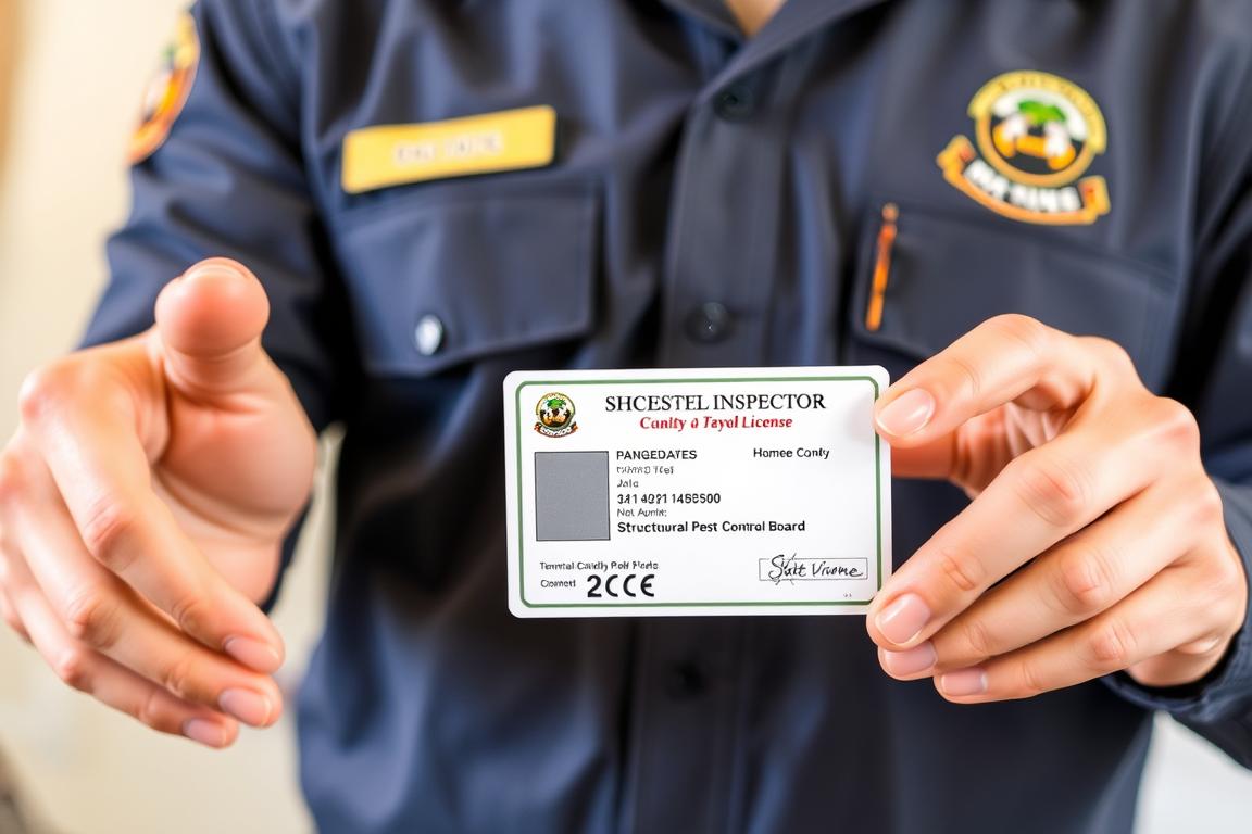Licensed termite inspector with proper identification in Orange County