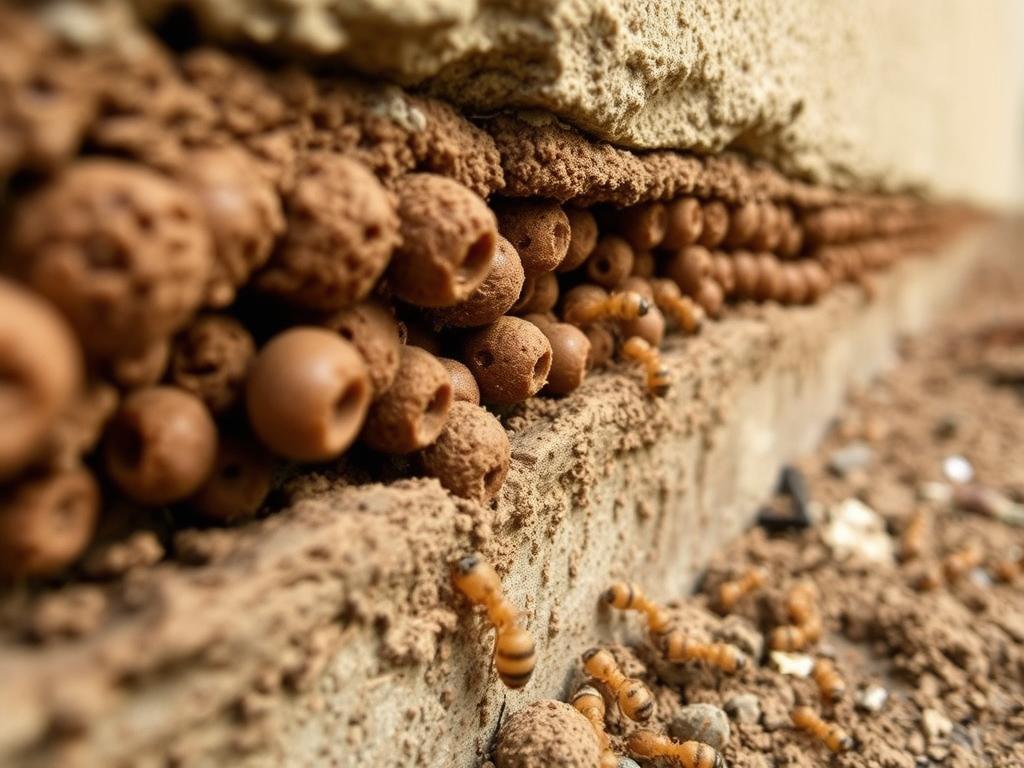 Mud tubes on foundation wall in Orange County home