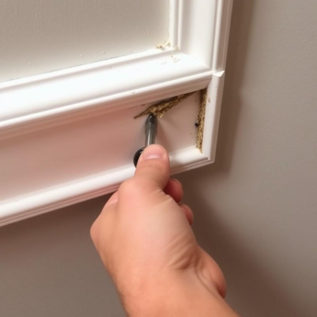 Person tapping on wood to check for termite damage in Tampa home