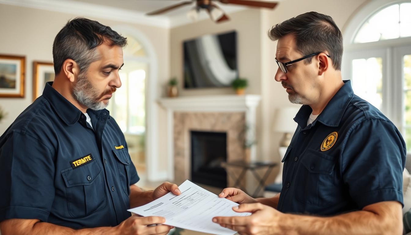 Termite inspector providing a cost estimate to a Tampa homeowner