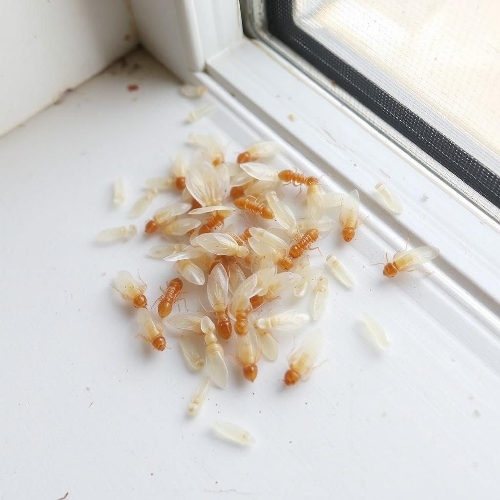 Termite wings discarded near a Tampa window sill