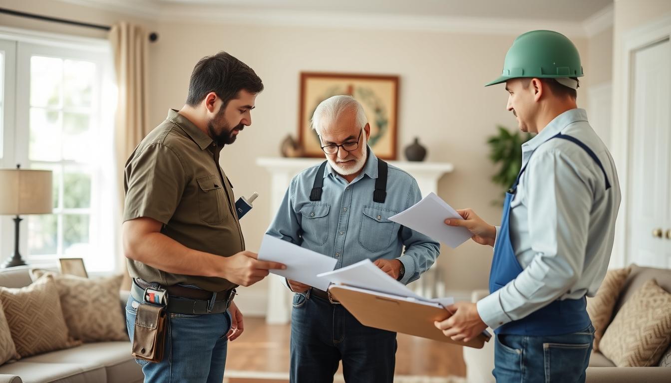 Top Termite Damage Repair Services in Baton Rouge LA 14 Homeowner reviewing termite damage repair estimates with contractors in Baton Rouge