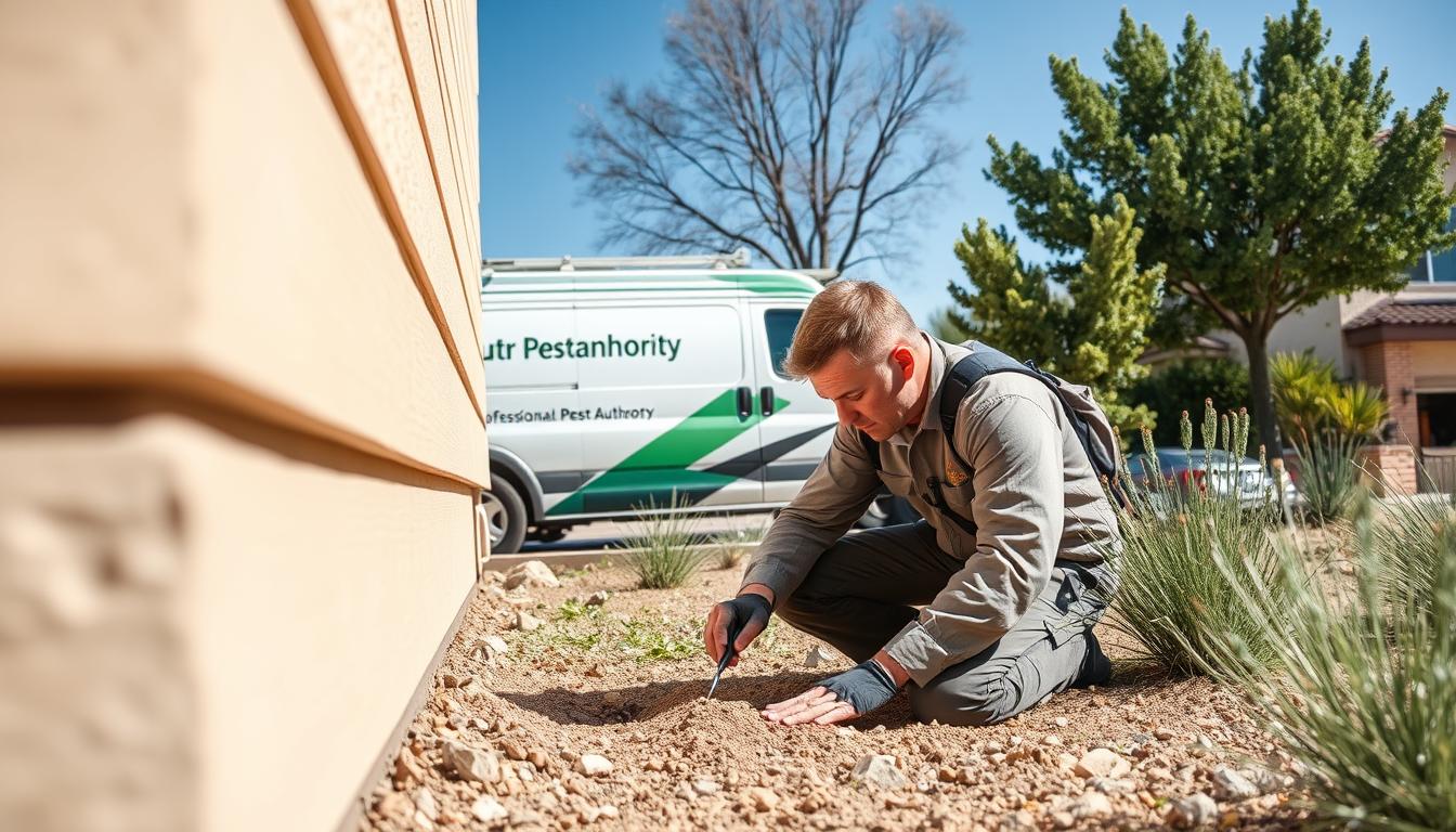 Pest Authority technician performing termite prevention in Albuquerque