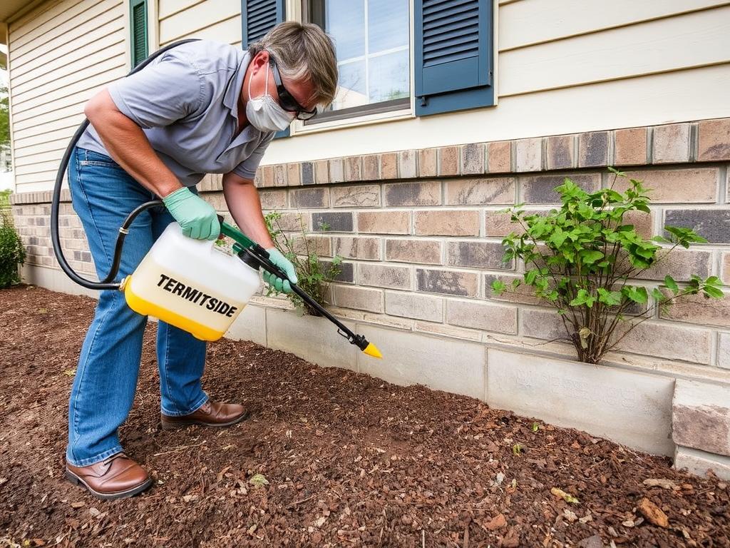 DIY termite control using liquid termiticide application in Wichita KS home