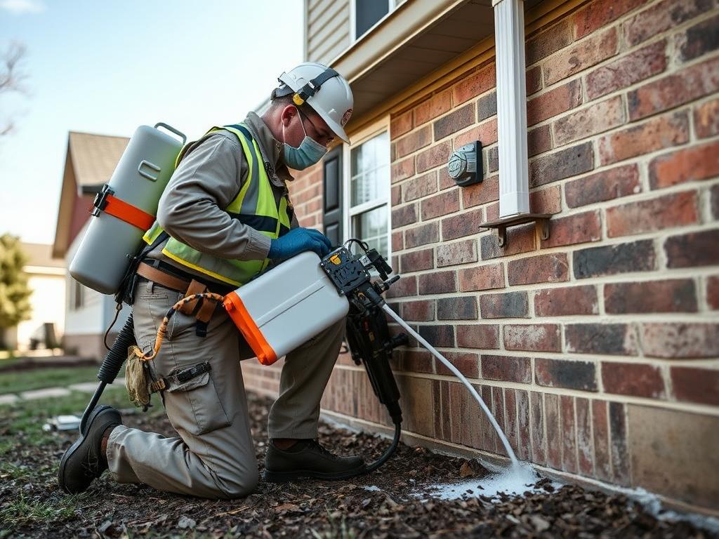 Orkin technician applying termite treatment in Springfield MO