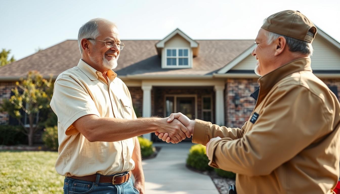 Satisfied homeowner with termite control technician in Springfield MO