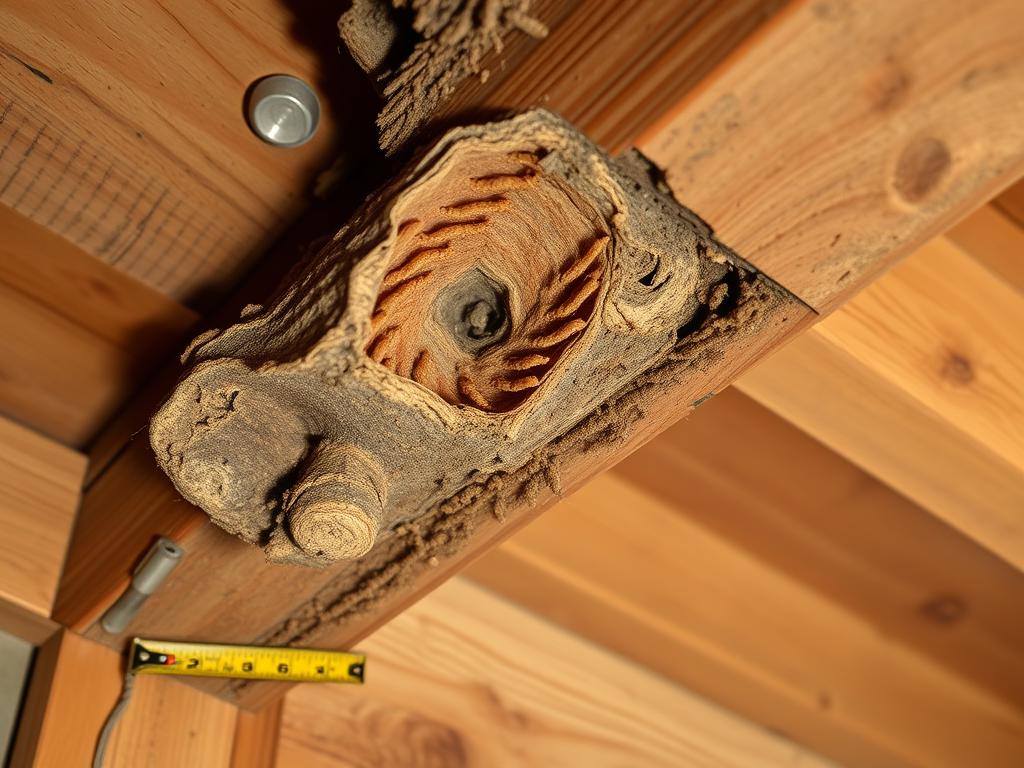 Severe termite damage in a Des Moines home