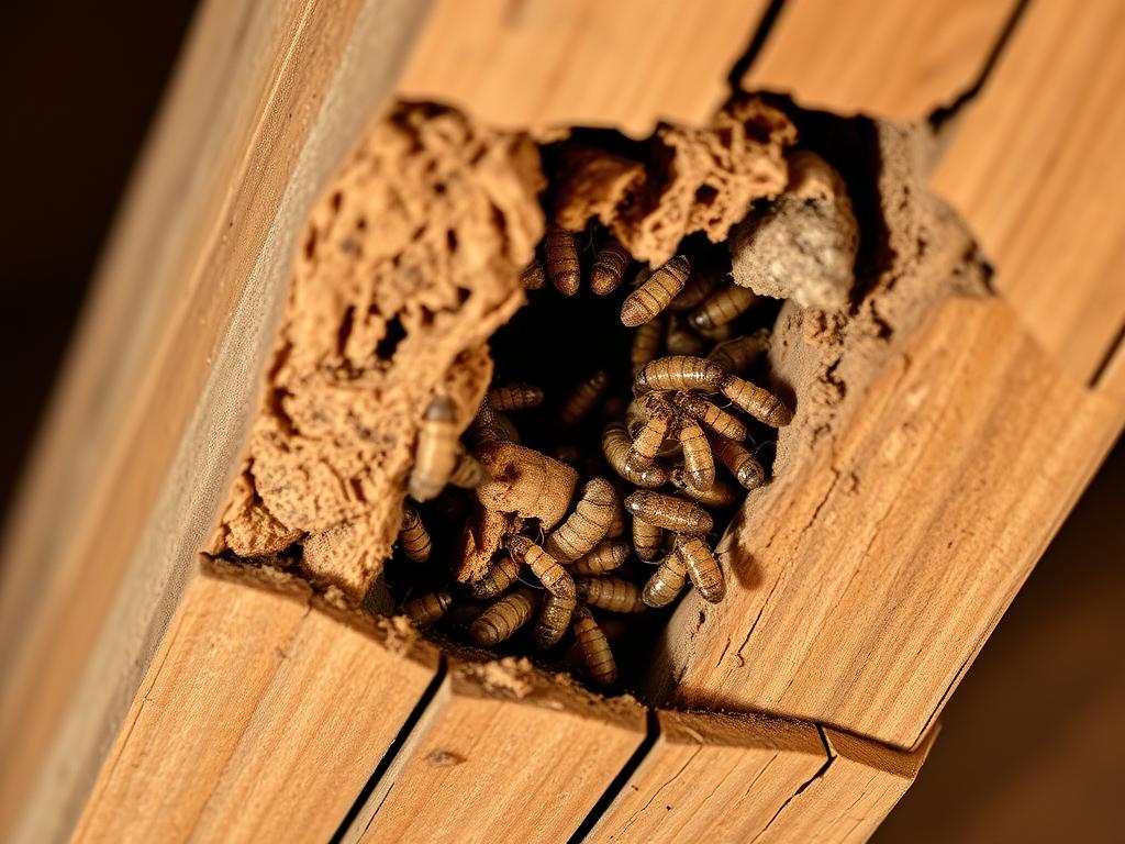 Severe termite damage to wooden structure in Omaha NE home