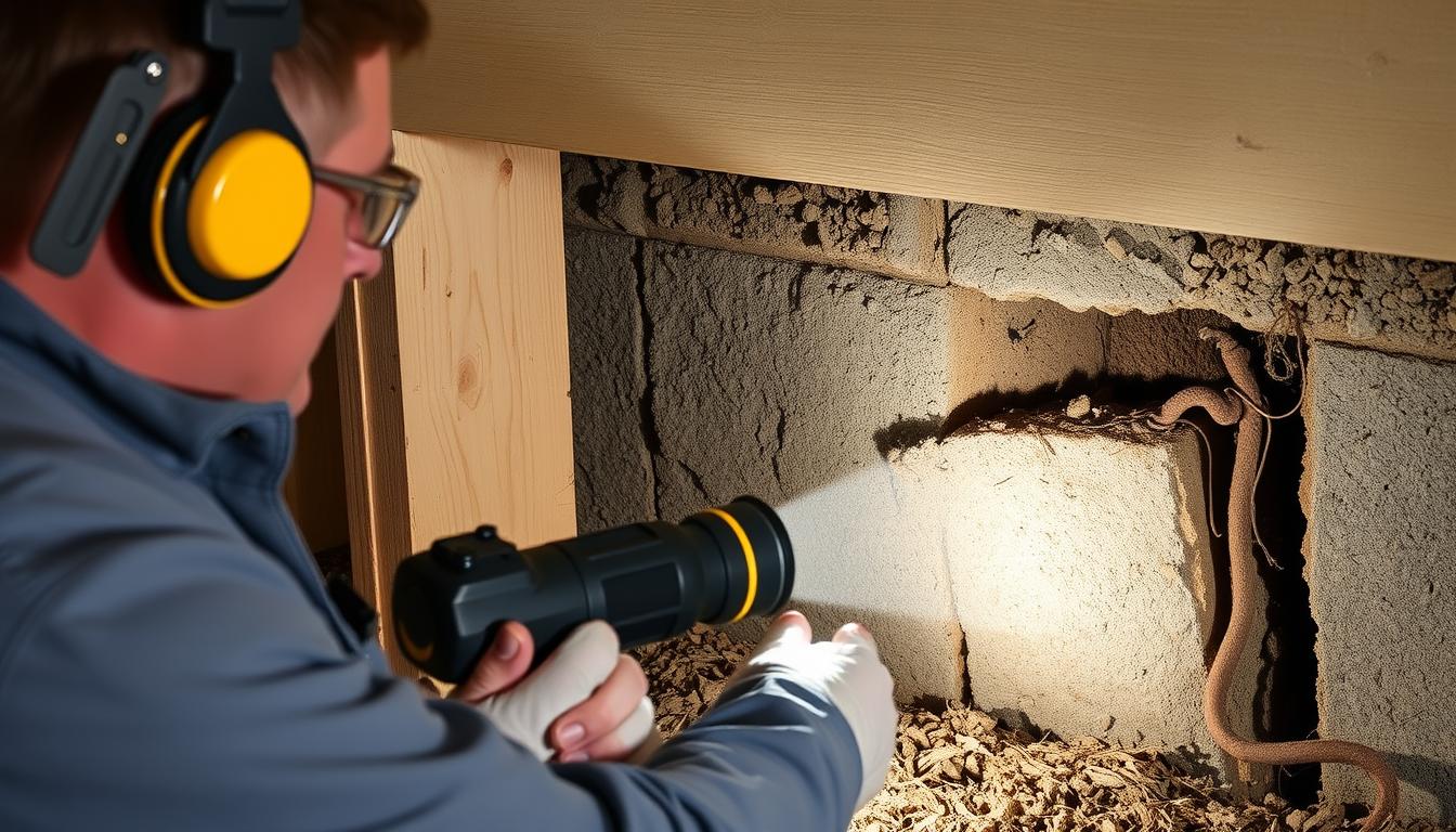 Termite inspection being conducted in Des Moines