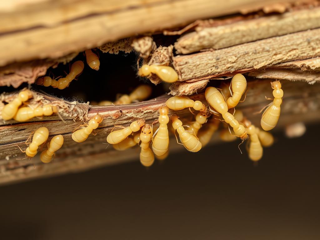 Termite workers actively feeding on wooden structures during Boise summer